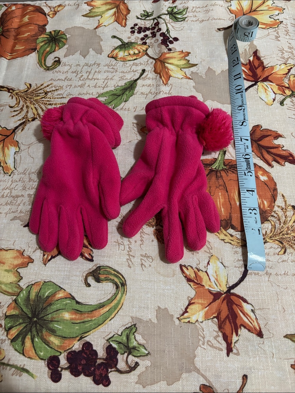 Bright Pink Fleece Pom Pom Gloves